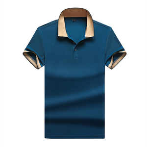 Chemise décontractée de golf pour homme rouge à col montant, manches courtes, imprimé numérique, anti-plis, logo frontal, tricotée unie 180g - Product Image 6