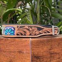 Collier pour Chien Exclusif Perlé Ultra Résistant Fait Main en Cuir Véritable avec Boucle Métallique Réglable et Rembourré, Accessoires