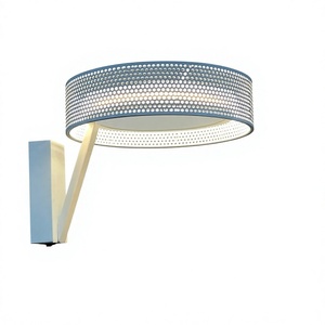 Modern Aluminum Wall Lamp White <b>Drum</b> <b>Shade</b> LED 3000K Warm <b>Light</b> LED Base Wall-Mounted for Living Room - Product Image 1