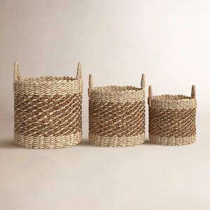 ชุดตะกร้าลายหญ้าทะเล 3 ใบ ตะกร้าเก็บของทำมือ ขายส่ง เป็นมิตรกับสิ่งแวดล้อม ผลิตในเวียดนาม - Product Image 1