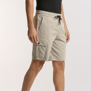 Shorts cargo kaki pour homme, couleur unie, avec cordon de serrage à la taille et poches, style décontracté - Product Image 2
