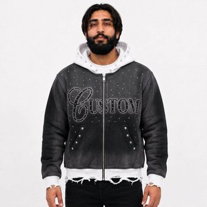 Fournisseur de sweats à capuche d'hiver 100 % coton personnalisés pour hommes, avec motifs graphiques rétro, en molleton, coupe oversize, brodés, production de marque pour les acheteurs de détail américains - Product Image 2