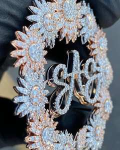 Pendentif Lettre 3D Personnalisé en Moissanite, Collier Fleur de Beauté en Argent 925 VVS, Bijou Hip Hop Diamanté pour Femme - Product Image 5