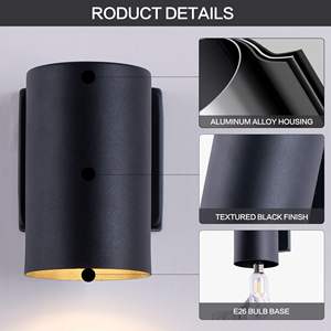 Applique murale extérieure moderne Mirrea 7 pouces, cylindre en aluminium, couvercle en verre trempé, étanche, lumière de véranda, lumière de patio, lot de 2 (mat) - Product Image 5