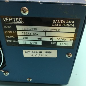 VERTEQ 1071233-503 1600-55M SPIN RINSE DRYER - Equipo y piezas de semiconductores de confianza de la marca global legendaria - Product Image 2