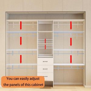 Sistema Organizzatore per Cabina Armadio da 96 Pollici (8FT) con 3 Ripiani Regolabili, 3 Aste Appendiabiti Espandibili e 3 Cassetti con Ruote - Product Image 2