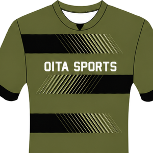 Camiseta de Rugby Verde Oliva y Negra, Manga Corta, Cuello Redondo, Rayas, Uniforme de Equipo Personalizado, Transpirable, para Entrenamiento Deportivo - Product Image 4