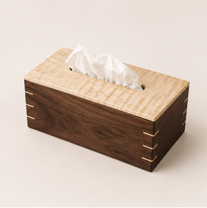 Caja de pañuelos de madera de nogal negro macizo y arce tigrado, hecha a mano, de lujo, artesanal, rectangular, para el hogar. - Product Image 2