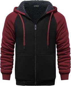 Sudadera con capucha para hombre al por mayor, de forro polar grueso con cremallera lateral, bajo curvo, patrón liso de invierno, tejido de punto, característica antiencogimiento - Product Image 1