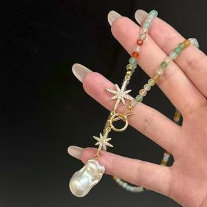 Nouvelles boucles d'oreilles et pendentif en argent sterling 925 rétro avec un design de niche, luxe discret, colliers de mode perlés avec chaîne - Product Image 2