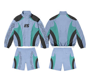 Ensemble personnalisé pour hommes, deux pièces, coupe-vent et short personnalisés, ensemble de survêtement réfléchissant, fermeture éclair, nylon, ensemble coupe-vent deux pièces - Product Image 2