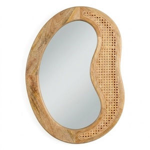 Indian Supplier Modern Irregular Wooden Wall Mirror <b>Framed</b> Decorative Design for Interior Use - Product Image 4