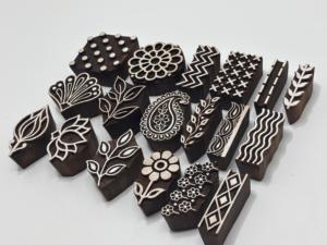 Tampons de blocs d'impression traditionnels en bois, motifs floraux assortis, outils d'impression textile faits à la main, vente en gros, Conifer Handmade - Product Image 4