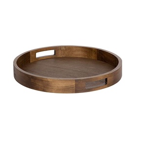 Elegante bandeja de servir de madera maciza con fuertes asas laterales para servicio a la habitación en restaurantes y hoteles, y uso doméstico. - Product Image 5