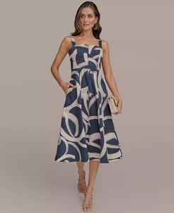 Robe mi-longue imprimée A-Line pour femmes | Donna Karan New York - Product Image 1