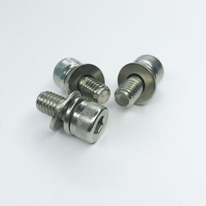 Vis métriques en acier zingué à tête cylindrique/ronde sur mesure OEM, avec rondelle combinée à filetage standard, fixation DIN FINEFIX HARDWARE - Product Image 4