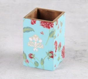 <b>wooden</b> organizer Sheet Flower Print & Blue Finished Modern Magazine <b>Rack</b> & File Organizer For Home Office Desk Pen Pencil table - Product Image 2