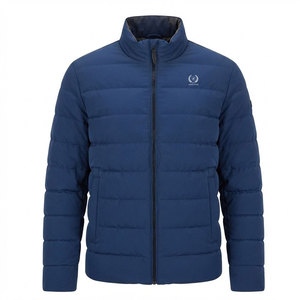 Stylish Hooded <b>Men</b> Puffer <b>Jacket</b> <b>Warm</b> Quilted Winter Soft Padding Full Zip Design Casual Everyday Outdoor Windproof Front Logo - Product Image 5