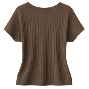 Haut en tricot côtelé à col en V pour femme, manches courtes, coupe décontractée, pull décontracté d'été, doux et respirant, à porter au quotidien pour les femmes - Product Image 2