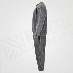 Unique Trendy Acid Wash Sweat Suit <b>Set</b> Wholesale Screen Printing <b>Embroidery</b> Design Plus Size Tracksuit OEM Sportswear - Product Image 3