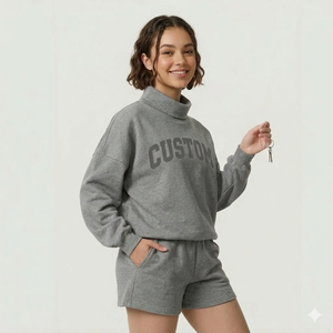 Conjunto de Top de Cuello Alto y Pantalones Cortos para Mujer, Diseñado con Tela Resistente que Garantiza una Forma Duradera y un Uso Confiable - Product Image 1