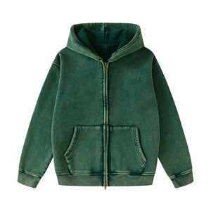 Sweat-shirt unisexe à capuche zippé 100% coton molletonné coupe classique couleur unie poche avant décontracté hiver respirant 300g - Product Image 6