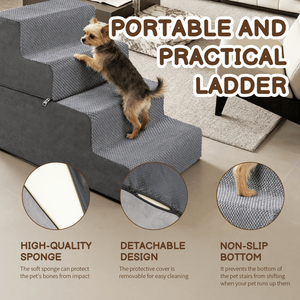 4 Step Dog <b>Stairs</b> for High Beds Non-Slip Removable Washable <b>Cover</b> Ramp Pet Accessory for Small Indoor and Outdoor Cats Dogs - Product Image 2