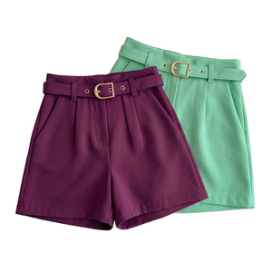 Custom Design Women's High-<b>Waisted</b> Straight Wide-Leg Shorts <b>Skirt</b> with <b>Elastic</b> Waistband, Quick-Drying Worsted Shorts For Women - Product Image 3