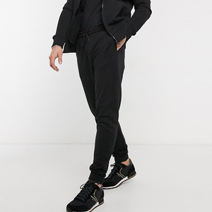 Men's Black Sweatpants <b>Elastic</b> <b>Waist</b> Side Pockets Casual Stretch Cotton Spandex Midweight Autumn Wear - Product Image 3