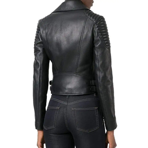 Blouson aviateur en cuir véritable marron REBA SPORTS IMPEX pour femme, manches longues, col montant, simple boutonnage, respirant, fermeture éclair. - Product Image 3