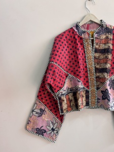 Indian Patchwork Quilted Boho <b>Jacket</b> Women Cotton Coat Vintage <b>Kantha</b> <b>Jacket</b> - Product Image 2