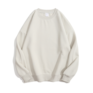 เสื้อสเวตเชิ้ตคอกลมโอเวอร์ไซส์สำหรับผู้หญิง สีพื้น แขนยาว ผ้าฝ้ายถัก 100% ระบายอากาศได้ดี เหมาะสำหรับใส่ในฤดูใบไม้ร่วง - Product Image 6