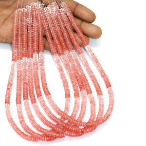Cuentas de Cuarzo Sandia Planas en Forma de Rondelle de 6mm |   Cuarzo rojo sombreado de 15 pulgadas |   Cuentas Redondas Lisas |   Suministros para la Fabricación de Joyería | - Product Image 1