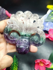 Sculpture de pieuvre en fluorite multi-éclats : Le mélange parfait d'art, de bien-être et de décoration intérieure. Sculpture animale. - Product Image 5