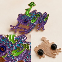 Maßgefertigter Glitzer-Frosch-Pilz Emaille-Pin, Roségold Waldland-Anstecknadel, Fantasy-Natur Sammlerstück Geschenk