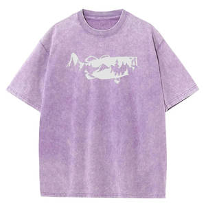 เสื้อยืดลายกราฟิกปลาป่าฟอกสี สำหรับผู้ชายและผู้หญิง ทรงหลวม ผ้าฝ้ายฟอกสี 230 กรัม สไตล์เรโทรฮิปฮอป วินเทจฟอกสี - Product Image 3