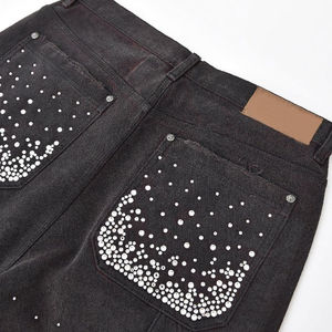 Shorts de Mezclilla Negros para Hombre, Personalizados, de Alta Calidad, con Pedrería, Estilo Urbano, con Dobladillo Desgastado, Fabricados en Pakistán (OEM) - Product Image 4