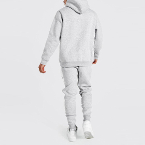 Survêtement à capuche gris et blanc pour homme, manches longues, cordon de serrage, style décontracté, vêtements d'automne, coupe régulière, 100% coton - Product Image 3