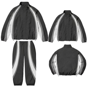 2026 New Arrival Winter Streetwear Hooded Windbreaker <b>Jacket</b> Tracksuit Set High Quality 100% Cotton Windbreaker Tracksuit - Product Image 1