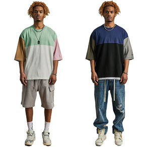 T-shirt surdimensionné personnalisé pour homme, 100 % coton, blocs de couleur, style streetwear, collection 2026, fabricant de vêtements OEM sous marque privée - Product Image 5