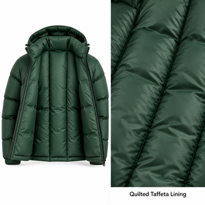Chaqueta de Plumón para Hombre, Acolchado de Canales Anchos, Verde Bosque, con Capucha, de Nailon, Relleno de Plumón, Ligera, con Logotipo Personalizado, OEM, Venta al Por Mayor - Product Image 5