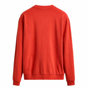 Sweat-shirt à col rond rouge pour homme, coupe classique, couleur unie, tricoté, 100% coton, décontracté, pour le printemps - Product Image 5