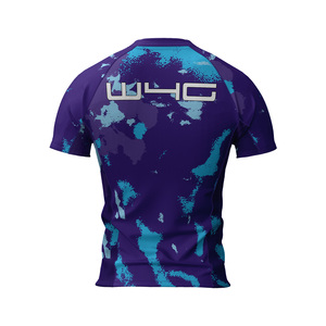 Men's Custom Geometric Print Quick Dry <b>Short</b> Sleeve Crew Neck Contrast Binding Gym & Outdoor Wear Leisure Top <b>Compression</b> Shirt - Product Image 3