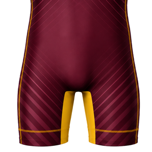 Traje de Lucha Sublimado en Color Borgoña y Amarillo para Hombre, Uniforme Deportivo de Poliéster para Competencia de Lucha - Product Image 6