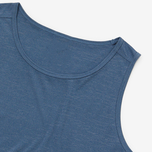 Women's Solid Color O-Neck Sleeveless Knitted Tank <b>Top</b> Breathable Sporty Style Regular Length Blue 100% Cotton Jersey - Product Image 6