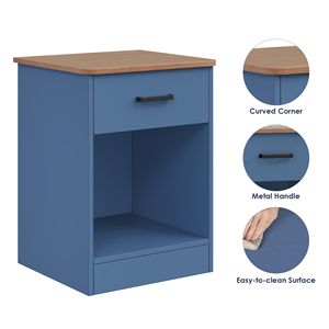 Modern 2-Tier Nightstand with Drawer <b>Blue</b> <b>Bedside</b> <b>Table</b> for Bedroom Living Room Apartment Villa - Product Image 4
