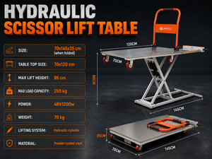 Table élévatrice à ciseaux électrique LIPHOCO, plateforme en acier inoxydable 250 kg, empattement 1200 mm, chariot élévateur pour entrepôt et logistique - Product Image 4