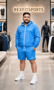REXFIT SPORTS 2026 ชุดวอร์มไนลอนผู้ชายแบบขายส่งสั่งทำพิเศษ เสื้อแจ็คเก็ตกันลมมีฮู้ดและกางเกงขาสั้น ชุดกีฬาวิ่งออกกำลังกายน้ำหนักเบา - Product Image 2