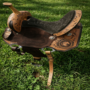 Selle de cheval western classique en cuir véritable pour la randonnée équestre, le travail à la ferme, l'entraînement des chevaux, les événements équestres et la pratique quotidienne. - Product Image 2