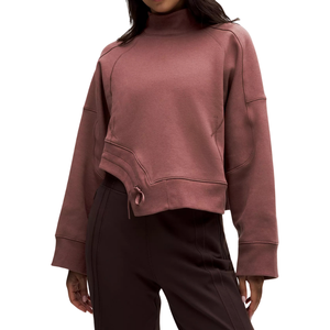 Plush Curved Hem Pullover Hooded Womens Soft Winter Fleece Lightweight <b>Zip</b> Neck Sleeve <b>Front</b> Logo Casual <b>Tops</b> Bulk Wholesale - Product Image 6